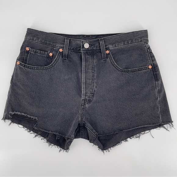 Levi's Pants - Levi’s 501 Original Fit High Rise Shorts Women Size 30 Black Cutoff Denim Button
